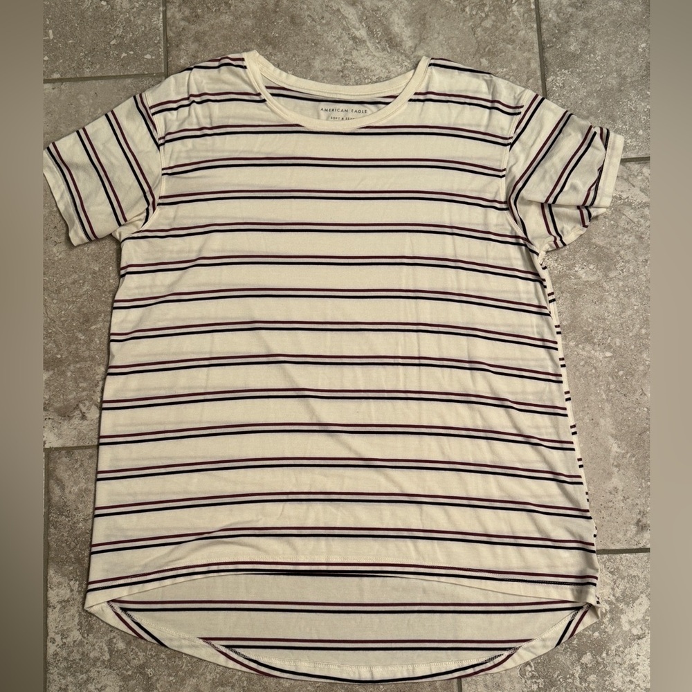 American Eagle AE Soft & Sexy Oversized Striped Short Sleeve T-Shirt